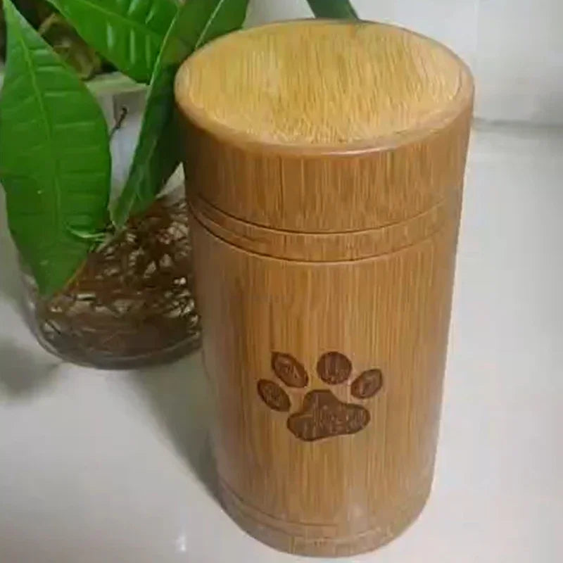 Carved Custom Bamboo Pet Urn Cremation Cute Cat Dog Paws S-L Size Puppy Kitten Ashe for Urn Funeral Supplies Pet Dog Accessories