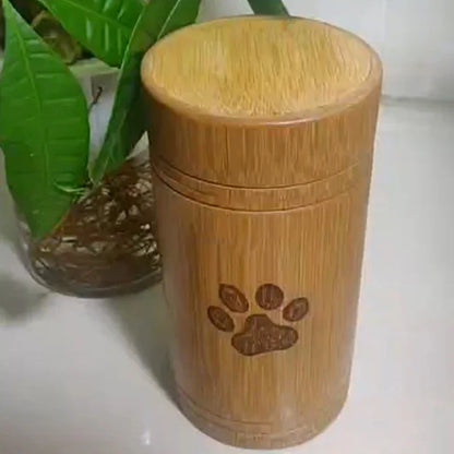 Carved Custom Bamboo Pet Urn Cremation Cute Cat Dog Paws S-L Size Puppy Kitten Ashe for Urn Funeral Supplies Pet Dog Accessories