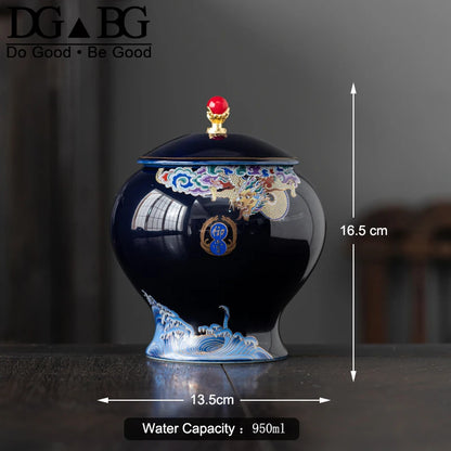 Human Cremation Urns for Ashes, Memorial Ash Holder, Keepsake Souvenirs Gift, Chinese-Style Leaf Ceramic Storage Decoration