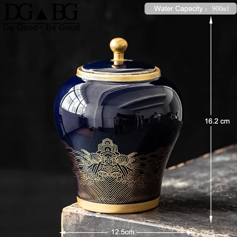Human Cremation Urns for Ashes, Memorial Ash Holder, Keepsake Souvenirs Gift, Chinese-Style Leaf Ceramic Storage Decoration