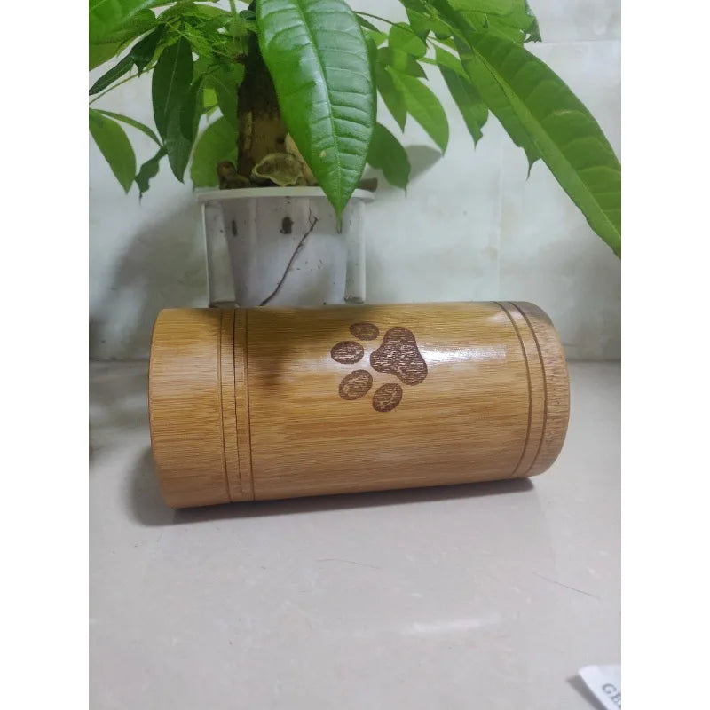Carved Custom Bamboo Pet Urn Cremation Cute Cat Dog Paws S-L Size Puppy Kitten Ashe for Urn Funeral Supplies Pet Dog Accessories