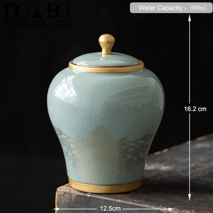 Human Cremation Urns for Ashes, Memorial Ash Holder, Keepsake Souvenirs Gift, Chinese-Style Leaf Ceramic Storage Decoration