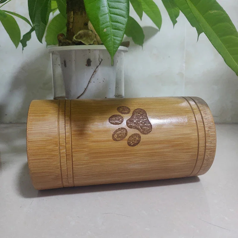Carved Custom Bamboo Pet Urn Cremation Cute Cat Dog Paws S-L Size Puppy Kitten Ashe for Urn Funeral Supplies Pet Dog Accessories